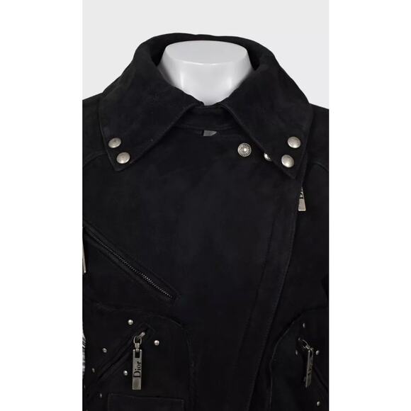 Christian Dior Black Genuine Leather Shearling Jacket sz.36 FR - Picture 4 of 6